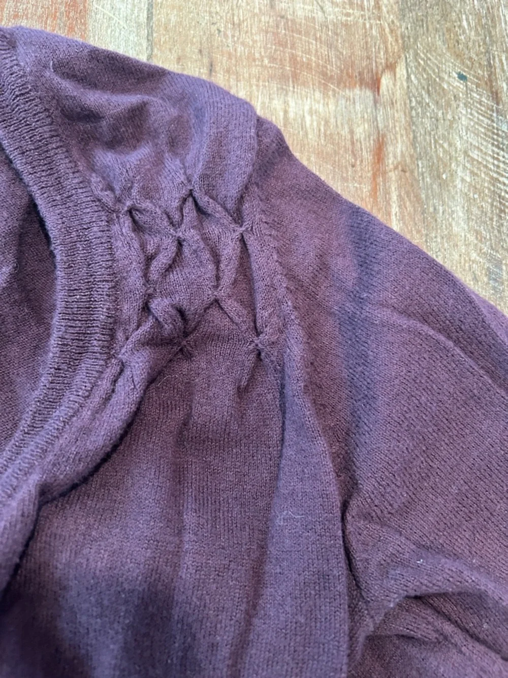 Nick & Mo VTG Y2K Plum Knit Ballerina Wrap Sweater with Floral Emroidery - Picture 3 of 10